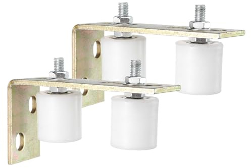 QUARKZMAN 4pcs Galet Guide pour Portail Coulissant 42x44mm, M10 Roulette Nylon avec Équerre Guide au Sol pour Porte Grange Coulissante, Roue Universel avec Roulement à Billes Scellé, Blanc