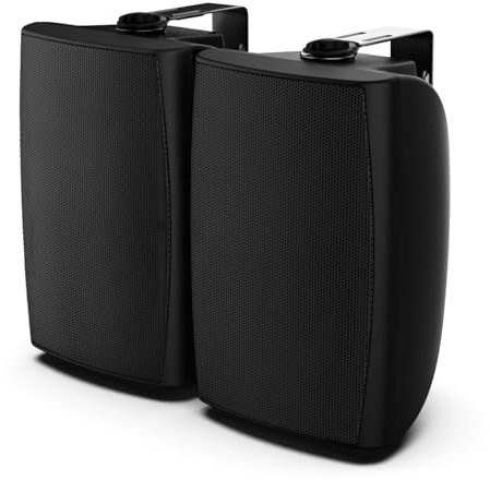 STUDIOFINIX 1 paire d'enceintes passives d'extérieur de 20,3 cm, 600 W, étanchéité IP44, connexion filaire, appariement stéréo TWS, haut-parleurs muraux toutes saisons pour patio, intérieur, terrasse