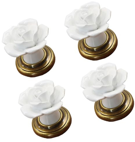 4 pomos elegantes de cerámica con tornillos de aleación de zinc para muebles, armarios, cómodas, cajones, pomos para cajones de muebles