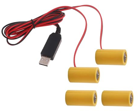 NVOQILIN USB Power Converter Battery Adapter Cable USB 5V2A to 3V1A LR14 C Eliminators Replaces 2x C/LR14 Alkaline Batteries