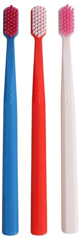 Spazzolino da denti VED ProCura Ultra Soft: spazzolino manuale delicato per adulti con setole super morbide per denti e gengive sensibili (RED+WHITE+BLUE)