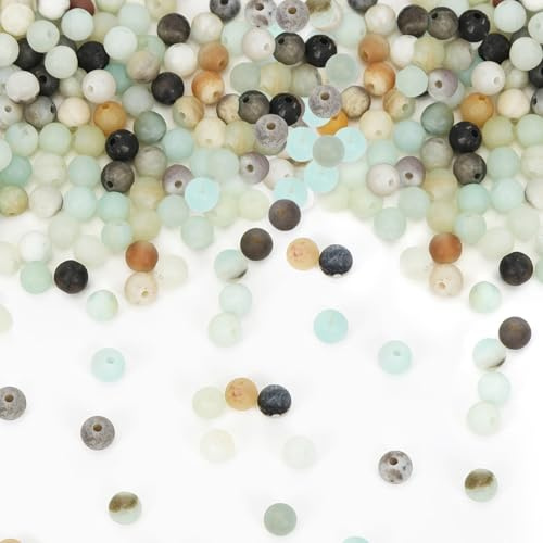 HUKUMA 200 Stück 4mm Natürliche Amazonit Perlen, Runde Edelstein Perlen für Armbänder, Perlenarmband Selber Schmuck Basteln, Edelsteine zum Auffädeln für DIY Armband Halskette Schmuckherstellung