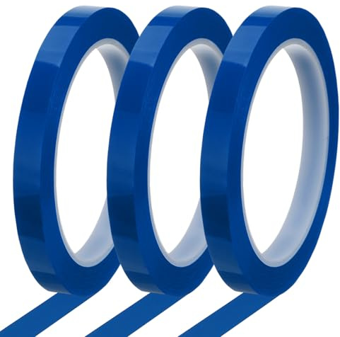 QUARKZMAN 3pcs Cintas Adhesivas para Pizarra Blanca, 10mm x 66m PET Fina Cinta Gráfico Marcado de Rejilla Grillas Línea Impermeable para Oficina Almacén Aula Área División, Azul