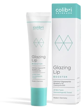 colibri skincare Glazing Lip Booster 15ml - Lip Gloss mit Hyaluron | Polstert die Lippen sichtbar auf, Gloss-Finish ohne Kleben, mildert Lippenfältchen, mit Blaubeeröl & Q10