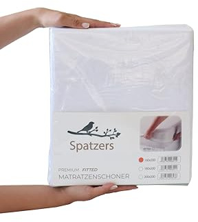 Spatzers Matratzenschoner Fitted 90x200 Baumwolle wasserdicht - Oeko-Tex 100 zertifizierte Inkontinenzauflage Rundumgummi Atmungsaktiv - wasserdichte Matratzenauflage Spannbettlaken waschbar (100x200)