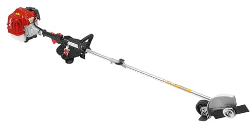 Desbrozadora de gasolina, 1,25 kW, 8500 rpm, con motor de 2 tiempos de 43 cm³, 2 cabezales de cuchillas y depósito de combustible de 1 L, cortacésped para jardín