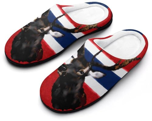 Norway Flag Norwegian Elk House Slippers for Women Warm Fleece Home Shoes Winter Indoor Outdoor