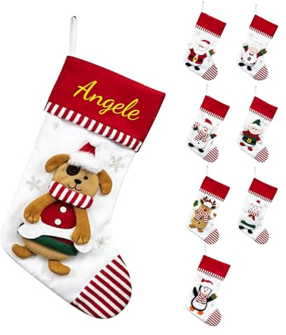 2025Personalisierte Weihnachtsstrümpfe, Premium Baumwolle, Festliche Nikolausstiefel mit Santa, Schneemann, Pinguin, Rentier Design, Wiederverwendbar, Bestickt
