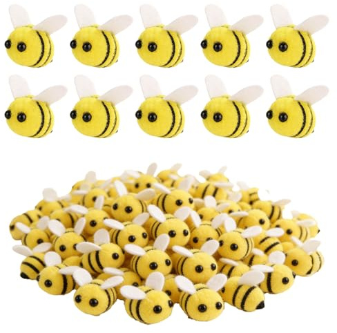 JININOSEU 70 Stück Filz Bienen Deko Klein, Wolle Mini Biene Dekoration, Cute Ästhetisch Biene Dekoration Plüsch Bee für DIY Bastel Deko Geburtstag, Handwerk Anhänger Hut Deko