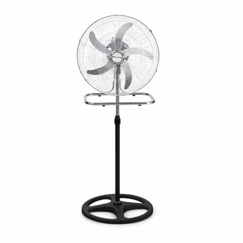 Generico Ventilatore a Piantana 3 in 1 – Da Tavolo e Parete – 65W 5 Pale Alluminio Ø50cm – Oscillazione Automatica 3 Velocità – Base Anti-Ribaltamento – Struttura Acciaio e ABS – 50x125cm