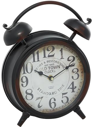 Deco 79 Metal Clock with Bell Style Top, 10 x 4 x 13, Black
