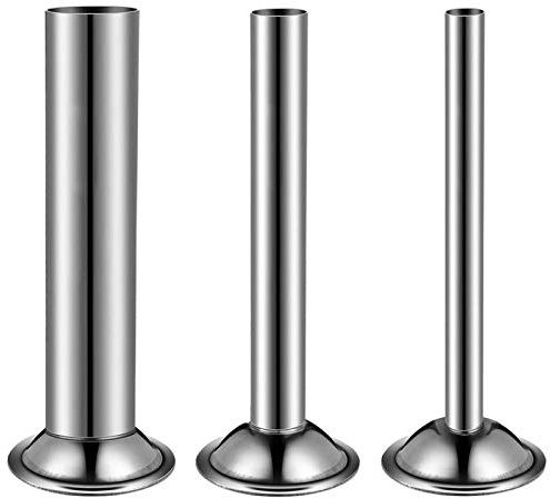 Linsition Wurstfüller Edelstahl Rohre Fleischwolf Füllrohre 3 Stück Wurstfüller Edelstahl Tube Kit, Fleischwolf Befestigung, Lebensmittelschleifer Edelstahl Rohre Trichter