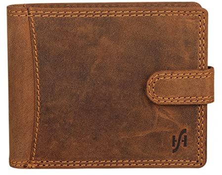 STARHIDE Vintage Mens Leather Wallet | RFID Blocking Bifold Card Protection Wallet | ID Card Holder & Coin Pocket | Gift Boxed | #1065 (Brown)