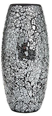 London Boutique Vaso Decorativo a Mosaico Nero Fatto a Mano Glitterato Vetro Scintillante Regalo (Nero)