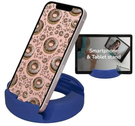 GoDonut Original – Phone and Tablet Stand – Compatible with Devies UP to 0.5 Thick Including Protective Cases - for use at Work, at Home, Travel and on-the-go - Blue