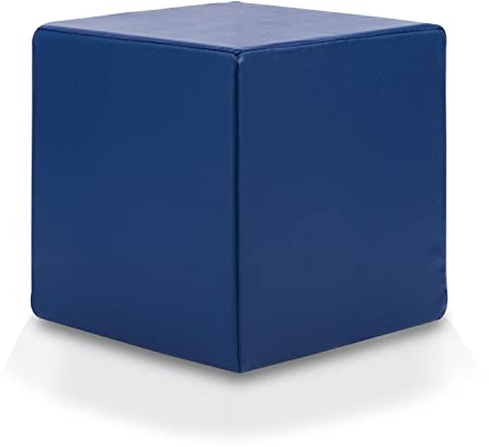 Ecopuf Cube - Sitzhocker Hocker Kunstleder Lederimitat Sitzbox Quader Würfel Pouf Ottomane Fußbank für's Wohnzimmer Wohneinrichtung 40x40x40 cm Faber Blau E11