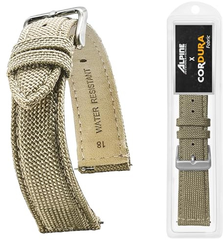 Alpine Cordura-Gewebe-Uhrenarmband – Schnellverschluss-Ersatz-Uhrenarmbänder – Lederarmband mit wasserbeständiger Rückenfütterung aus Leder – Uhrenarmbänder für Damen und Herren – kompatibel mit