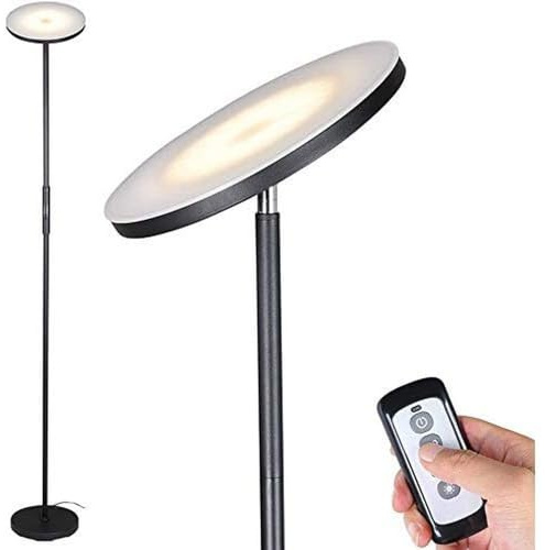 BAKAJI Lampada Piantana da terra a LED ad Alta Luminosità 20W 1600 Lumen Luce Dimmerabile Colorazione Regolabile Accensione Gestione Touch o Telecomando Design Moderno 175cm in Metallo Nero (20)