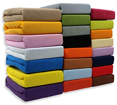 2er-Set SPANNBETTLAKEN Frottee Bettlaken Baumwolle Spannbetttuch Betttuch Doppelpack (Dunkelblau, 80 x 160 cm)
