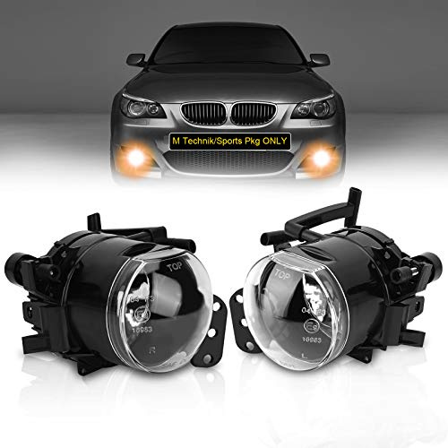 TangMiGe Dimljus kompatibel med BMW E60 E61, 5 Serien, 07/2003-09/2010, Allt endast för M Tech Sportpaket stötfångare, 1 Par (Klar)