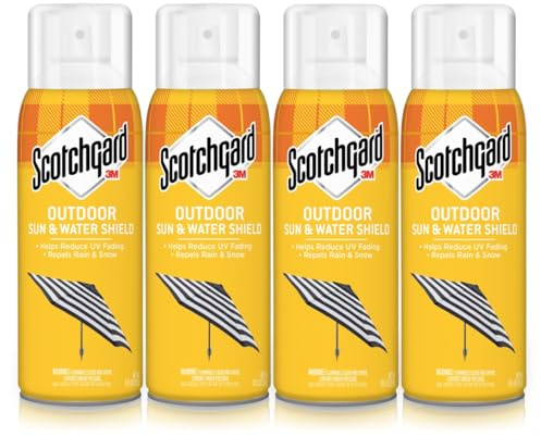Scotchgard Outdoor Water & Sun Shield Fabric Spray, Water Repellent Spray for Fall and Winter Outdoor Gear and Patio Furniture, Four 10.5 oz Cans