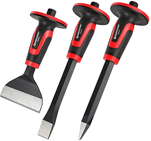 MAXPOWER Set di 3 Scalpelli Scalpello Piatto Muratore/Scalpello a Punta Muratore/Scalpello da Muratore Piastrelle