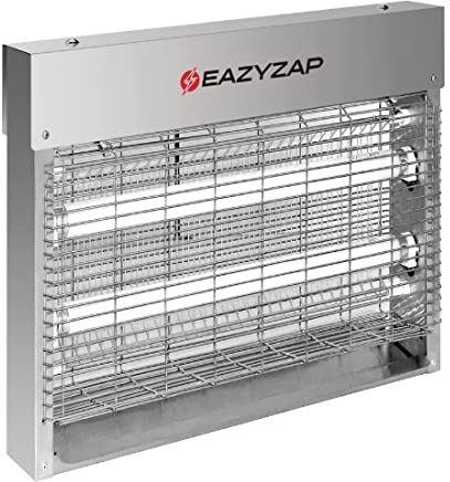 Eazyzap FP983 Energy Efficient LED Fly and Insect Pest Killer | 30m² Coverage |Durable Rust Resistant Stainless Steel | Eco Bulbs: 2 x 4 Watt | Spare Bulb AJ639