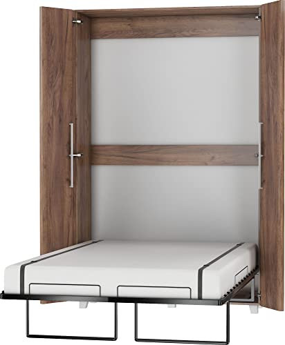 BIM Furniture Wandbett Schrankbett Teddy 120x200cm Bettschrank, Vertikal Wandklappbett, Schrank mit integriertem Klappbett, Funktionsbett inkl. Lattenrost (Craft Tobaco)