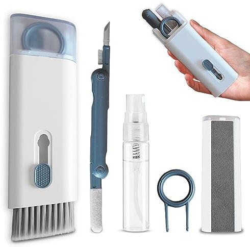 WS WorlsTrend Kit de Limpieza Electrónica 7 en 1 - Kit de Limpieza de Teclado con Cepillo - Bolígrafo de Limpieza para Airpods Pro - Apto para Auriculares - Ordenador Portátil - Teléfono - Monitor