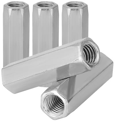 ANKROYU 5 Stück M10 Lange Stangenmutter, Sechskantmutter Verbindungsmutter mit verzinkter Beschichtung, Gewindehülse für Bolzen, Maschinenverschraubungen, Distanzmuffen (M10*40)
