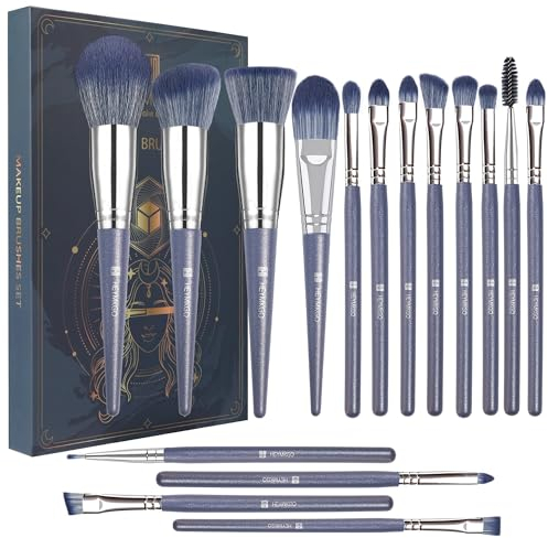 HEYMKGO Makeup Brush Set, 16 Pcs Makeup Brushes Professional Make Up Brushes Kit for Foundation Eyeshadow Eyeliner Blush, Blending Concealer Make-up Brush Pack for Women Birthday Xmas Valentine
