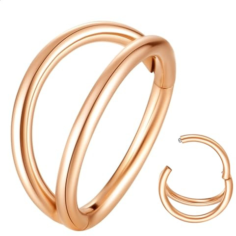 Popuhoops Double Hoop Nasenring 18G 16G 316L Chirurgenstahl Knorpel Ohrring Septum Schmuck Nahtlose scharnierende Clicker Segment Ring Conch Daith Tragus Helix Rook Piercing Lippenring
