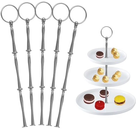 Dzsomt Etageren Stangen Set 5 Sets Etagere Bausatz Silber Etagere Bausatz Etageren Stangen Tortenständer Hochzeitstorte Tortenständer Tortenhalter Etagere Bausatz mit Bohrer Tortenständer 3 Etagen