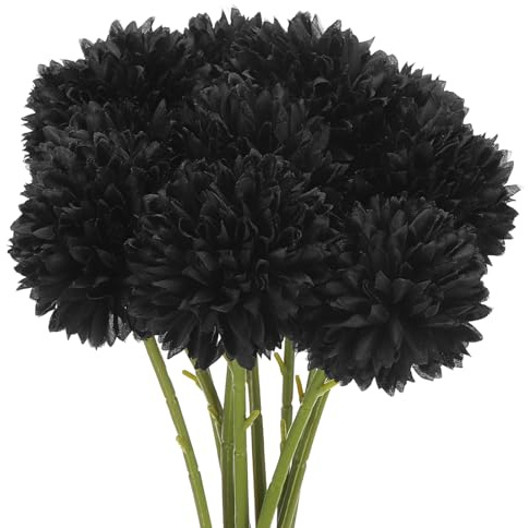 QUARKZMAN Konstgjorda blomhuvuden, silke, krysantemum, kula, hortensia, svart, falska blommor för gör-det-självare, hantverk, bröllop och fest, dekoration, förpackning med 10