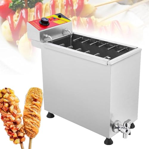 Eastnmythet Freidora Grande para Perros de maíz de 25L, máquina para Hacer Perritos Calientes, freidora eléctrica Comercial de 12 Ganchos para Queso y Salchichas para Snack Bar, Cantina y hogar