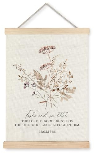 Supwhd Boho Floral Christian Wall Art with Wooden Poster Hanger, God is Good Bible Verses Posters Wall Art Decor, Christian Wall Decor for Home Room, 12x16