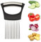 Coupe-oignons en acier inoxydable - Support pour couper les oignons - Aide à la découpe - Assistant alimentaire - Coupe-légumes manuel - Pour viande, oignons, pommes de terre, tomates, citrons