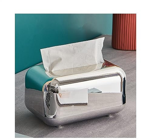 DFHS46JK Taschentuchbox-Abdeckung Luxus Gold Tissue Boxen Lagerung Serviette Halter Küche Tissue Box Papier Fall Organizer Ornament Desktop Tissue Halter Im Wohnzimmer(Sliver)
