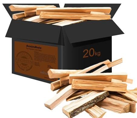 Samore Premium Anzündholz 28 kg Anfeuerholz Anmachholz Brennholz aus Eichenholz, Bio Kaminholz Ofenholz Smoker Grill BBQ trocken ofenfertig, getrocknet und unbehandelter Grillanzünder