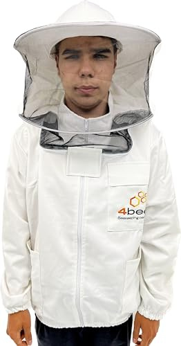 Imkerjacke 4BEE - Imkeranzug -mit Atmungsnetz - Atmungsaktiv - Imkerei - Bienen - Insekten - Schutzkleidung mit Abnehmbarem Hut -Schutzbekleidung für Imker - Größe XXXL