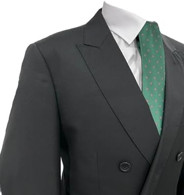Generico Abito Sartoriale Uomo Doppio Petto in Fresco Lana Tasmania 150 Superextrafine, Slim Fit, Colori Assortiti, Taglie 46-58 (IT, Numero, 48, Regular, Regular, 7, Nero) Primavera Estate