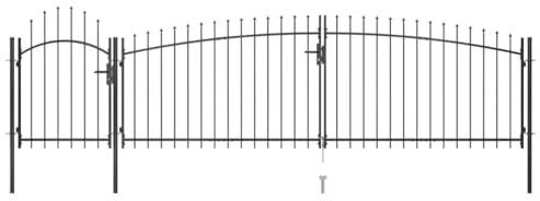 qohoio Garden Fence Gate with Spear T O P 5x1.75 m Black-Garden Gates High galvanised wrought iron metal swing gate