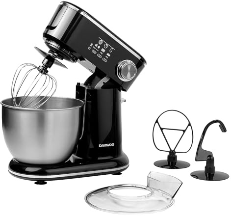 Daewoo 5 Litre Stand Mixer, Stainless Steel 5L Bowl, Attachments Included, Splash Gard Includes Shute, 12 Speeds Including Pulse Function, 1000W Motor, Suction Feet And Locking Bowl Mechanism