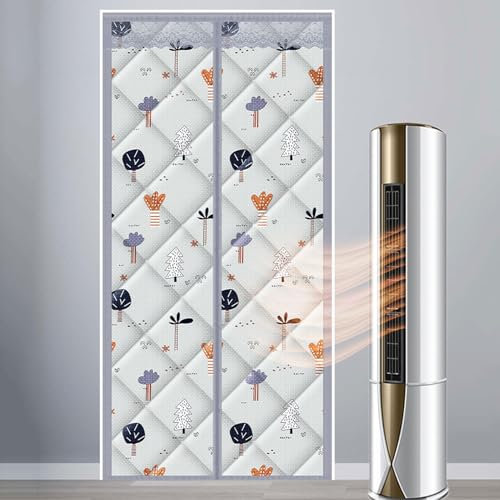 Magnet Wärmeschutzvorhang, Magnet Thermo Türvorhang, Thermo Türvorhang Gegen Kälte, Winddicht Verdunkelung Schalldicht, Selbstschließend, Ohne Bohren (110x210cm)