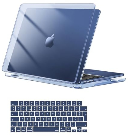 MOSISO Funda Compatible con MacBook Air 13,6 Pulgadas M5 M4 M3 M2 2026 2025-2022 A3449 A3240 A3113 A2681, Plástico Carcasa Dura para MacBook Air 13 Pulgadas y Cubierta Teclado, Cristal Medianoche
