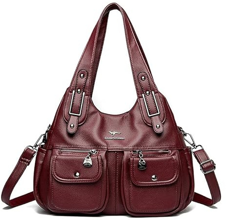Coolives Damen Hobo Handtasche Damenhandtasche aus PU-Leder Tasche Schultertasche Hobo Damentasche Henkeltasche Umhängetasche Taschen für Frauen Mutter Rot