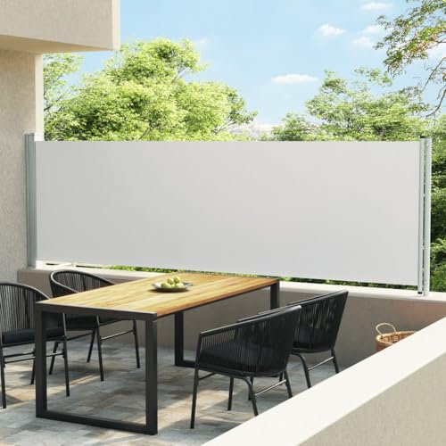 Home & Garden - Toldo lateral retráctil para muebles de patio, 140 x 600 cm, color crema
