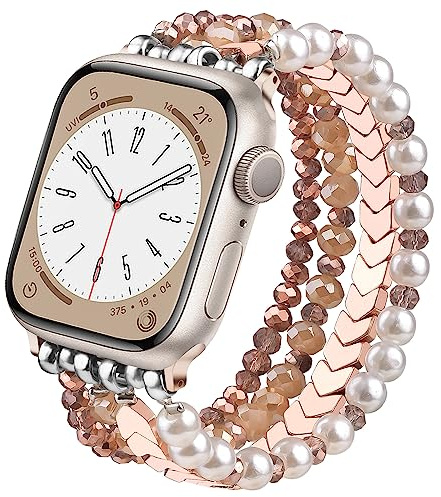 V.R.HOPE Pearl Straps Compatible with Apple Watch Straps 38mm 40mm 41mm 42mm Suitable for Women, Compatible with iWatch SE and Series 10 9 8 7 6 5 4 3 2 1