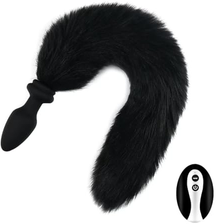 YILUQIFLY Silikon Anal Plug Fuchsschwanz Vibrator mit Fernbedienung Butt Plug Fuchsschwanz Anus Erwachsenensexspielzeug Fernbedienung Vibrierend (Schwarz)