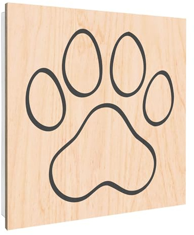 banjado Design Schlüsselkasten Holz für 50 Schlüssel - Schlüsselbox mit bedruckter Holzfront - Korpus weiß 30 x 30cm groß - Schlüsselaufbewahrung mit Motiv Pfote 2